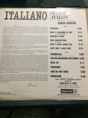 Frankie Avalon : Italiano (LP, Album, Mono)