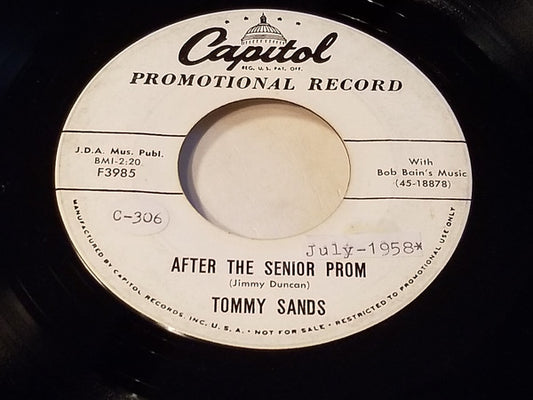 Tommy Sands : After The Senior Prom (7", Single, Promo)