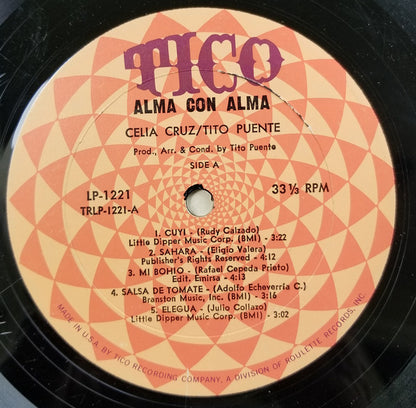 Celia Cruz & Tito Puente : Alma Con Alma (The Heart & Soul Of Celia Cruz & Tito Puente) (LP, Album, Mono)