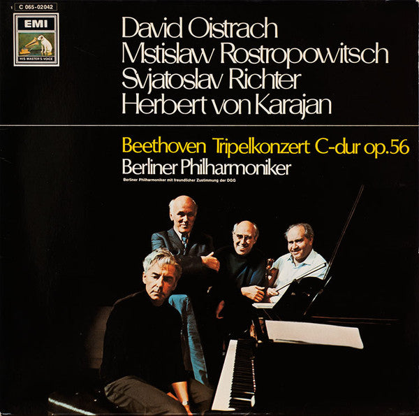 Ludwig van Beethoven - Berliner Philharmoniker, David Oistrach, Mstislav Rostropovich, Sviatoslav Richter, Herbert von Karajan : Tripelkonzert C-Dur Op.56 (LP, Gat)