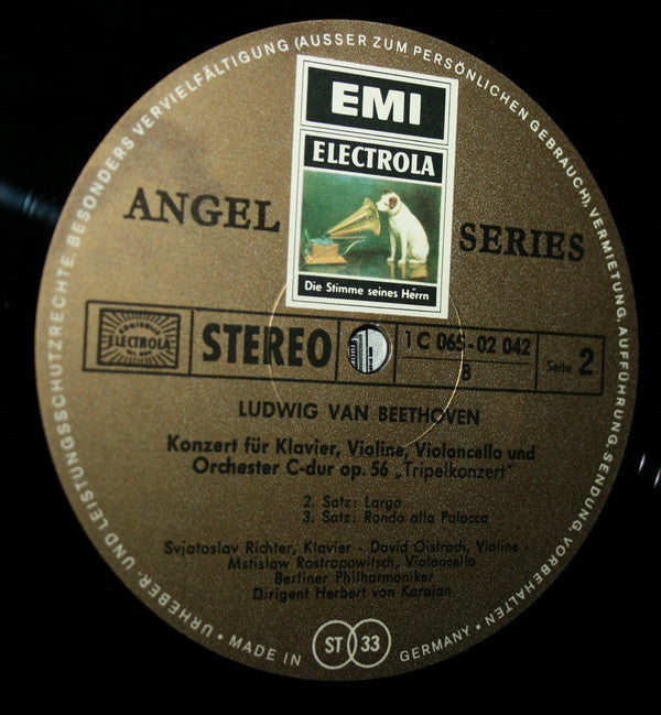 Ludwig van Beethoven - Berliner Philharmoniker, David Oistrach, Mstislav Rostropovich, Sviatoslav Richter, Herbert von Karajan : Tripelkonzert C-Dur Op.56 (LP, Gat)