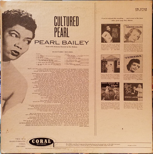 Pearl Bailey : Cultured Pearl (LP, Album, Mono)