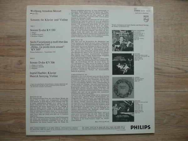 Wolfgang Amadeus Mozart, Ingrid Haebler, Henryk Szeryng : Sonaten Für Klavier Und Violine, KV 380 Und KV 306 / Variationen KV 360 (LP)