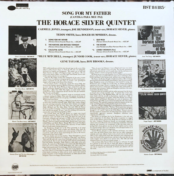 The Horace Silver Quintet : Song For My Father (LP, Album, RE, DMM)