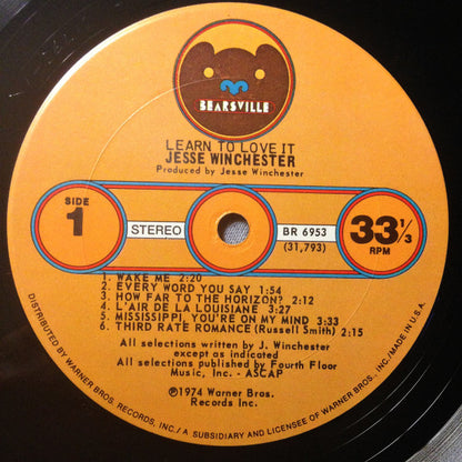 Jesse Winchester : Learn To Love It (LP, Album, Pit)