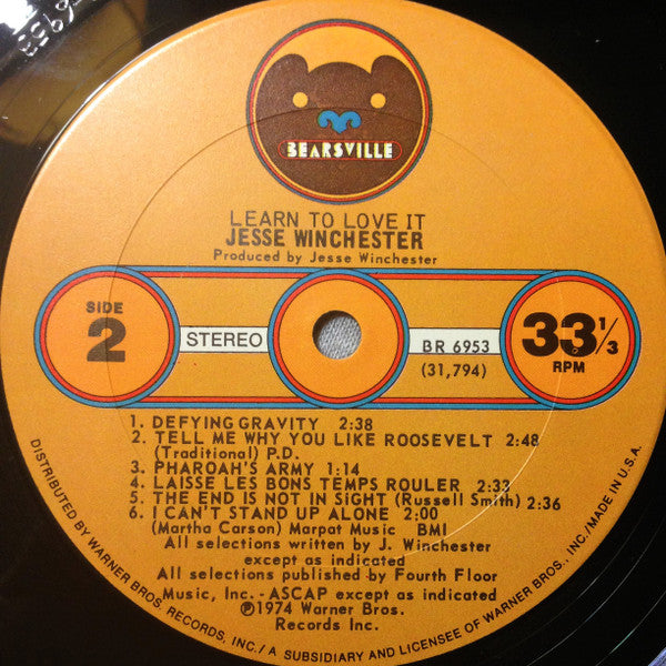 Jesse Winchester : Learn To Love It (LP, Album, Pit)
