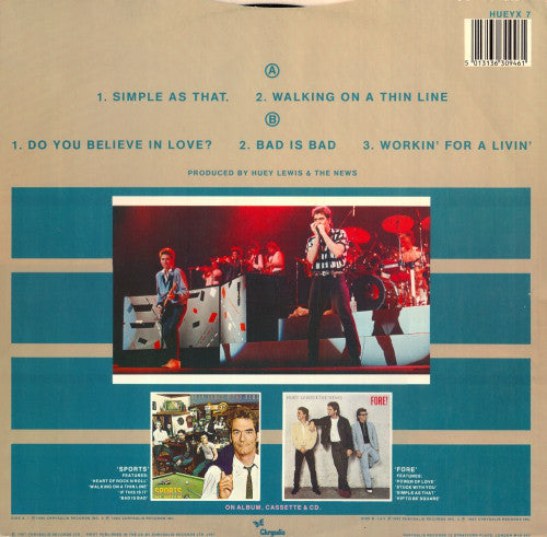 Huey Lewis & The News : Simple As That (12", EP)