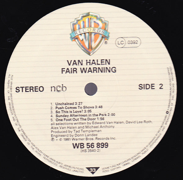 Van Halen : Fair Warning (LP, Album)