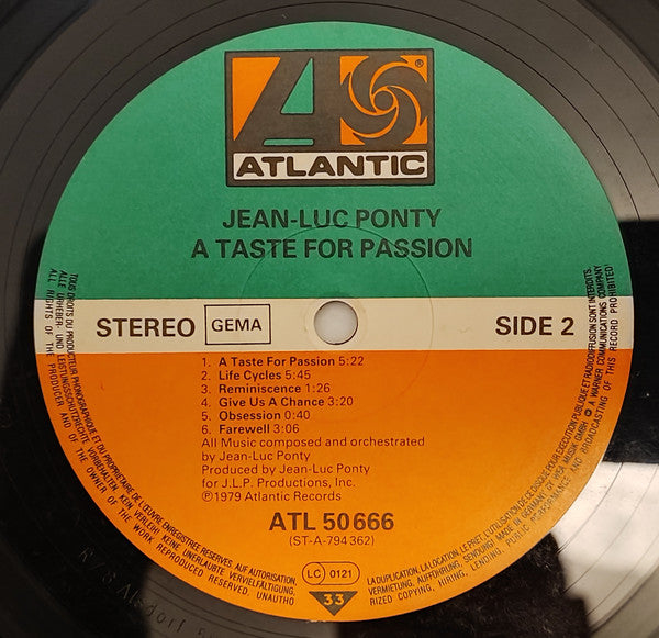 Jean-Luc Ponty : A Taste For Passion (LP, Album, RE)