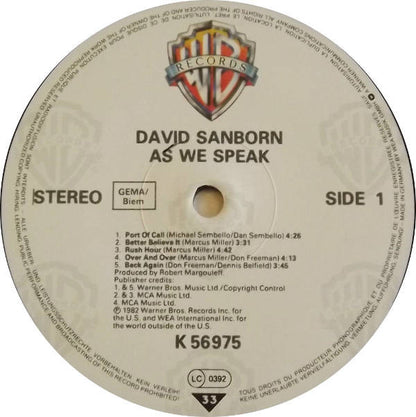 David Sanborn : As We Speak (LP, Album)