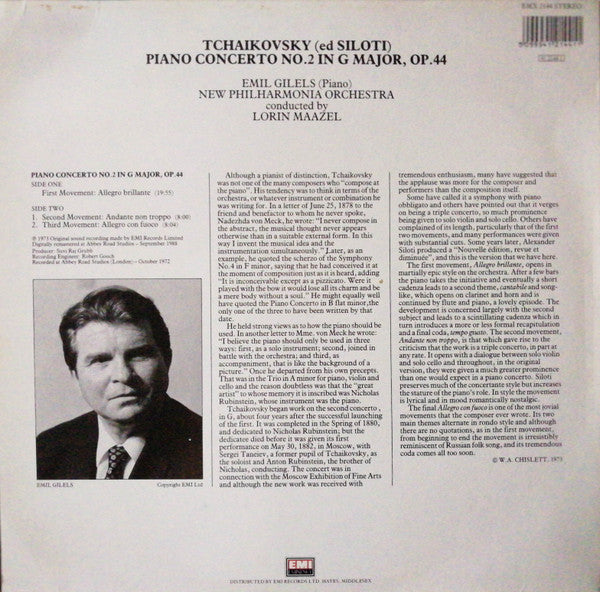 Pyotr Ilyich Tchaikovsky, Emil Gilels, Lorin Maazel, New Philharmonia Orchestra : Piano Concerto No. 2  (LP, Album)