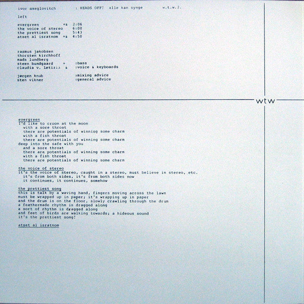 Ivor Axeglovitch : Heads Off! / Alle Kan Synge (LP, Album)