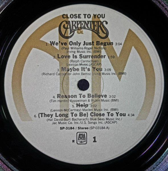 Carpenters : Close To You (LP, Album, RE)