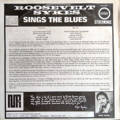 Roosevelt Sykes : Roosevelt Sykes Sings The Blues (LP, Album)