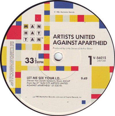 Artists United Against Apartheid : Let Me See Your I.D. (Sun City) (12", Single)