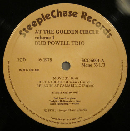 The Bud Powell Trio : At The Golden Circle Volume 1 (LP, Album, Mono, RP)