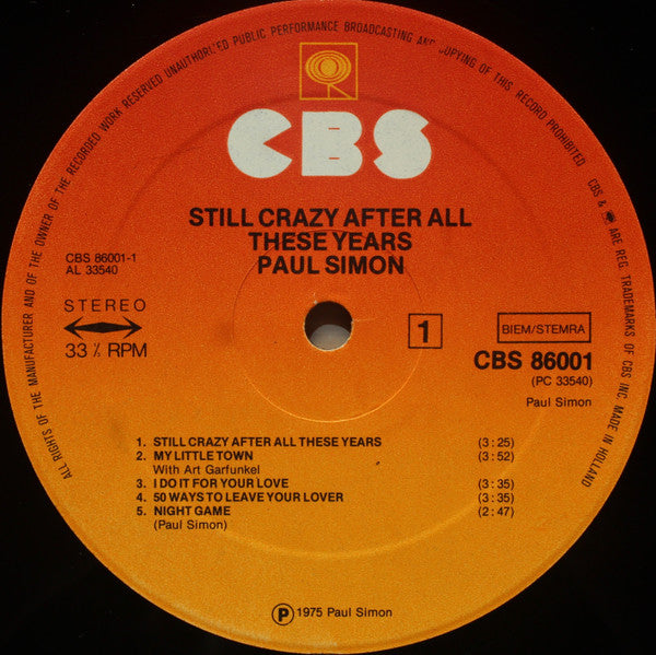 Paul Simon : Still Crazy After All These Years (LP, Album, RE)