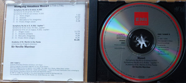 Wolfgang Amadeus Mozart : The Academy Of St. Martin-in-the-Fields, Sir Neville Marriner : Symphonien 40 & 41 "Jupiter" (CD)