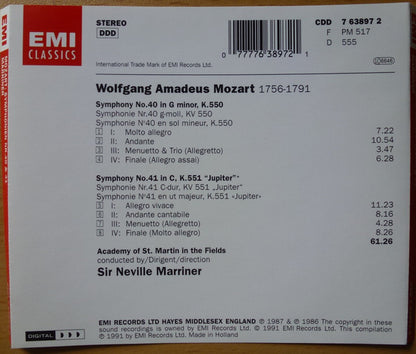 Wolfgang Amadeus Mozart : The Academy Of St. Martin-in-the-Fields, Sir Neville Marriner : Symphonien 40 & 41 "Jupiter" (CD)