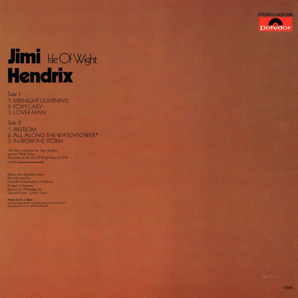 Jimi Hendrix : Isle Of Wight (LP, Album, RE)