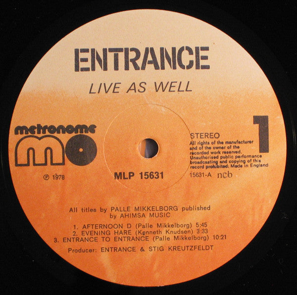 Entrance (2) : Live As Well (LP, Album)