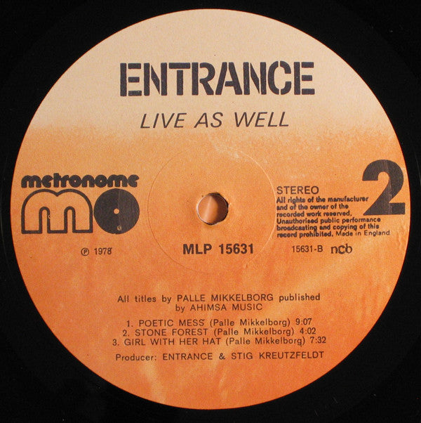 Entrance (2) : Live As Well (LP, Album)