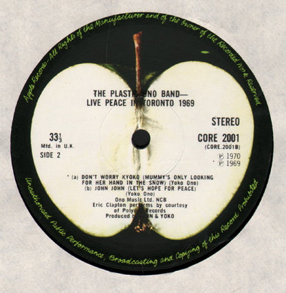 The Plastic Ono Band : Live Peace In Toronto 1969 (LP, Album)
