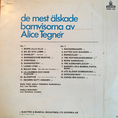 Adolf Fredriks Musikklasser, Ingela Renliden : De Mest Älskade Barnvisorna Av Alice Tegnér (LP, Mad)