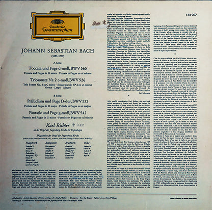 Johann Sebastian Bach - Karl Richter : Toccata Und Fuge D-moll, BWV 565 · Triosonate Nr. 2 c-moll, BWV 526 · Präludium Und Fuge D-dur, BWV 532 · Fantasie Und Fuge g-moll, BWV 542 (LP, RP, Ber)