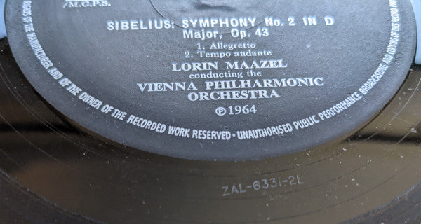 Jean Sibelius, Lorin Maazel, Wiener Philharmoniker : Symphony No. 2 (LP, RP, ED3)