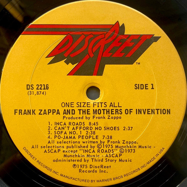 Frank Zappa And The Mothers : One Size Fits All (LP, Album, Gat)