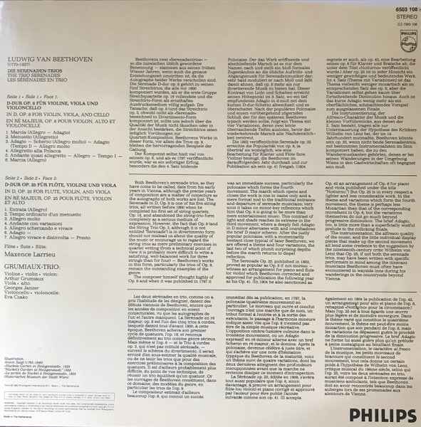 Ludwig van Beethoven, Grumiaux Trio, Maxence Larrieu : Serenade Op.8 & Serenade Op.25 (LP, RE)
