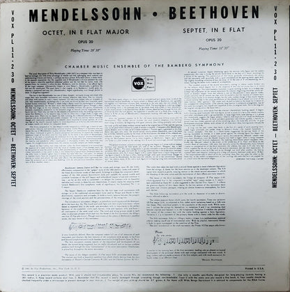 Felix Mendelssohn-Bartholdy, Ludwig van Beethoven, Chamber Ensemble Of The Bamberg Symphony Orchestra : Octet / Septet (LP, Album)