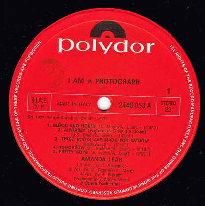 Amanda Lear : I Am A Photograph (LP, Album)