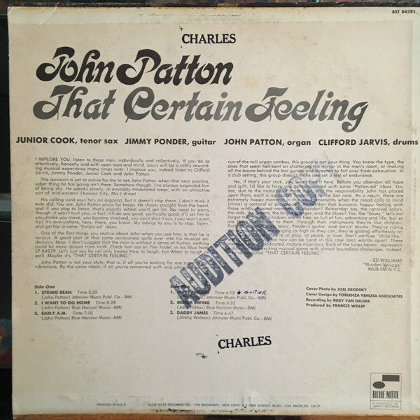 John Patton : That Certain Feeling (LP, Album)