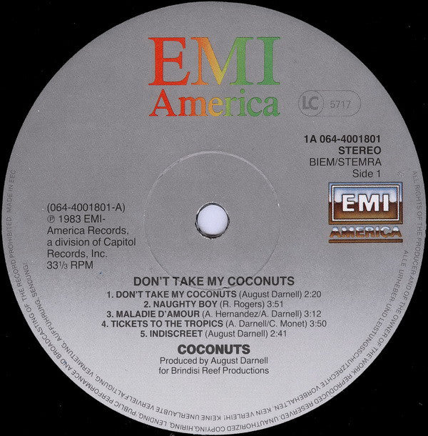 The Coconuts : Don't Take My Coconuts (LP, Album)