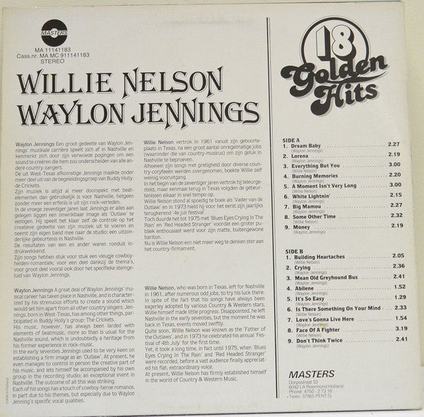 Willie Nelson, Waylon Jennings : 18 Golden Hits (LP, Comp)