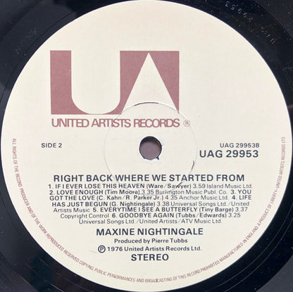 Maxine Nightingale : Right Back Where We Started From (LP, Album)