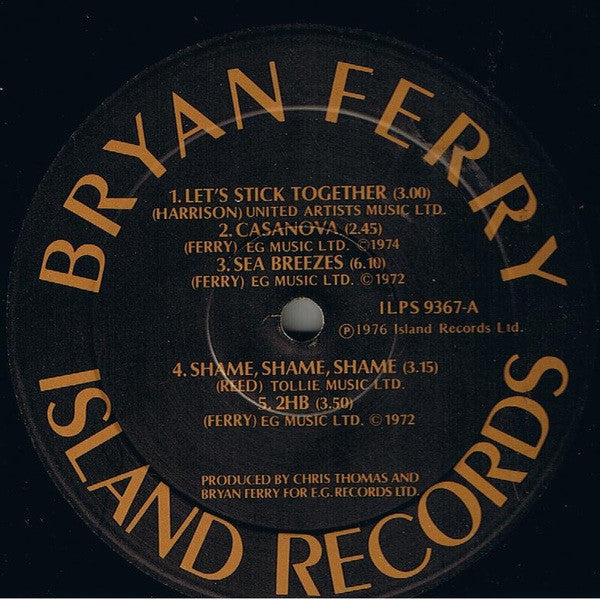 Bryan Ferry : Let's Stick Together (LP, Album, Comp)