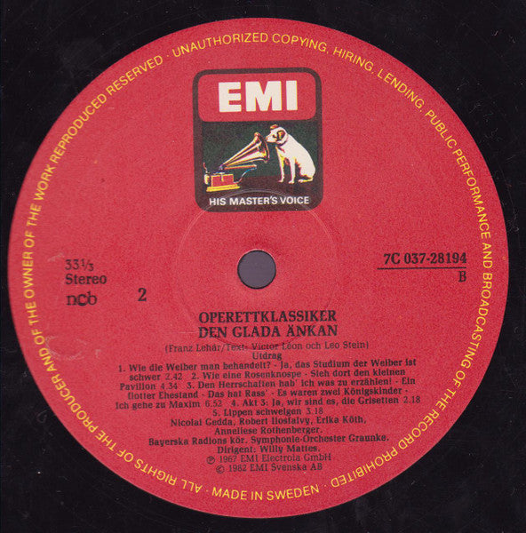 Anneliese Rothenberger, Nicolai Gedda : Den Glada Änkan (Die Lustige Witwe) (LP, Album)