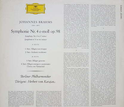 Herbert von Karajan, Johannes Brahms, Berliner Philharmoniker : Symphonie Nr. 4 (LP, GY5)