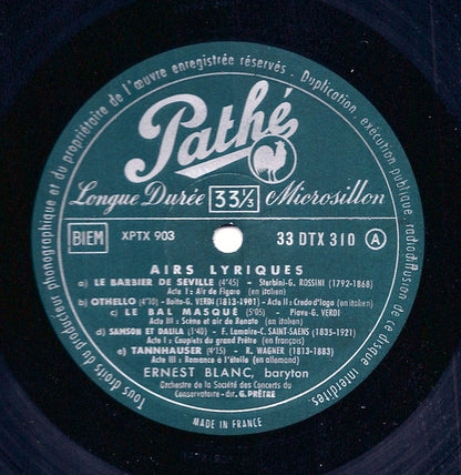 Ernest Blanc - Orchestre De La Société Des Concerts Du Conservatoire, Georges Prêtre : Airs D'Opéras (Airs Lyriques) (LP, Album)