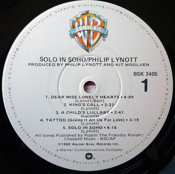 Phil Lynott : Solo In Soho (LP, Album, Jac)