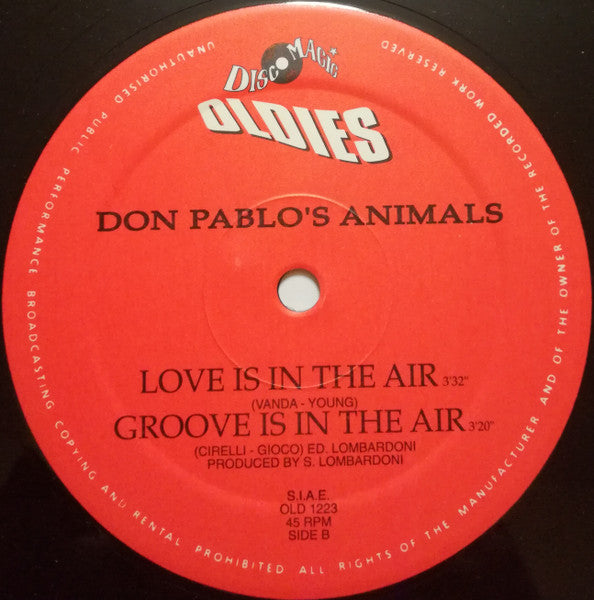 Don Pablo's Animals : Venus / Love Is In The Air '92 Remix (12")