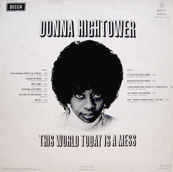 Donna Hightower : This World Today Is A Mess (LP, Album)