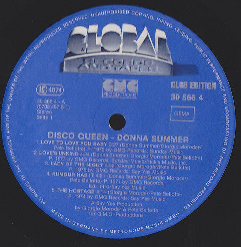 Donna Summer : Disco Queen (LP, Comp, Club)