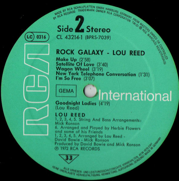 Lou Reed : Rock Galaxy (LP, Album, RE + LP, Album, RE + Comp, Gat)