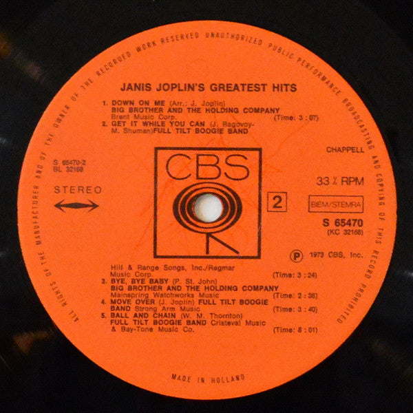 Janis Joplin : Janis Joplin's Greatest Hits (LP, Comp)