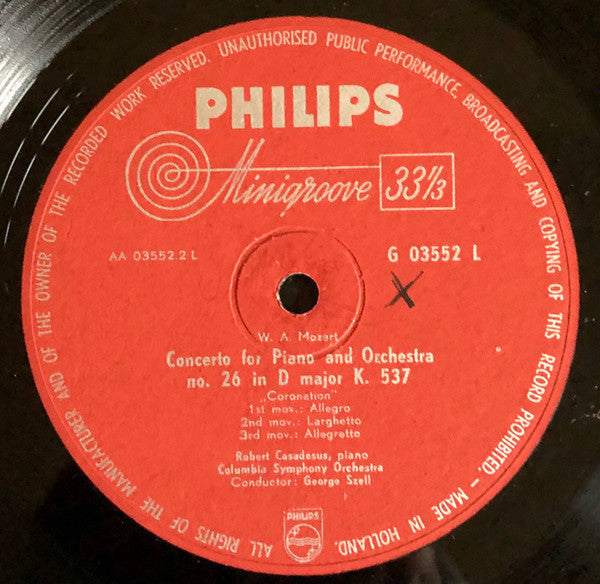 Wolfgang Amadeus Mozart - Robert Casadesus, George Szell, Columbia Symphony Orchestra : Pianoconcerto K. 491 / Pianoconcerto K. 537 (Coronation) (LP)