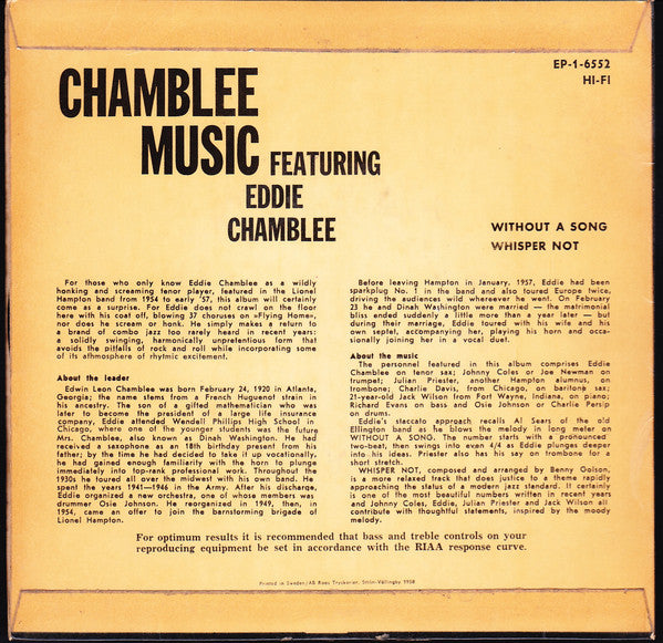 Eddie Chamblee : Chamblee Music (7", EP)